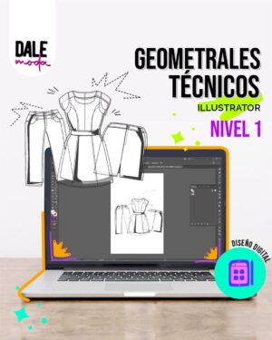 Curso Online de Geometrales en Illustrator. Boceto técnico de moda en Illustrator, mostrando diferentes vistas de una prenda.