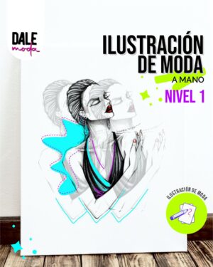 Curso Online ILUSTRACIÓN DE MODA - Mano Alzada / Nivel 1. Ilustración a mano alzada de un boceto de moda en blanco y negro