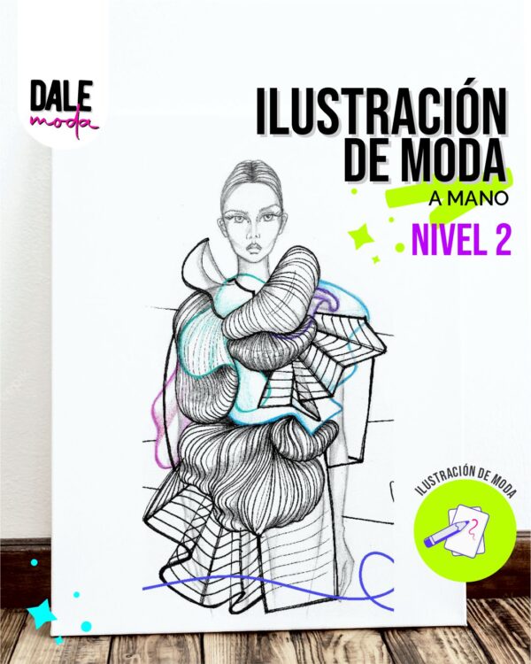 Curso Online Ilustración de Moda - Nivel 2. Ilustración a mano alzada de un boceto de moda detallado, mostrando la fluidez y el estilo personal del artista.