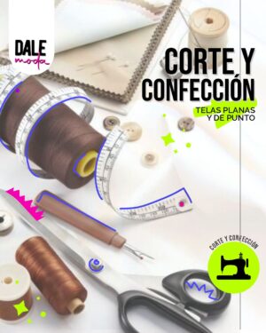 Curso Online de Corte y Confección. Una diseñadora de moda trabajando en su estudio, rodeada de telas y patrones.