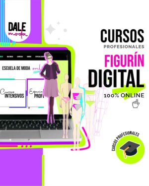 Curso Online Pack de Especializacion en Figurin Digital en CorelDraw y Photoshop. Ilustración digital de un figurín de moda femenino, creado en CorelDraw y Photoshop, vistiendo un diseño original.