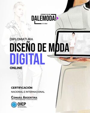 "Diplomatura en Diseño de Moda Digital en DaleModa. Aprende a crear diseños de moda utilizando las últimas herramientas digitales. Domina programas como Illustrator, Photoshop y software de diseño para desarrollar colecciones innovadoras y presentar tus ideas de manera profesional."