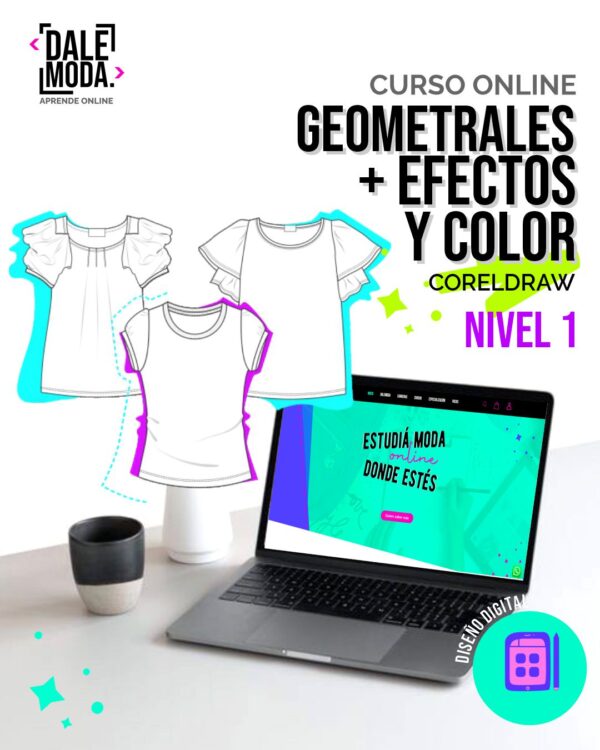 Boceto técnico de moda en CorelDraw: Geometrales y color.